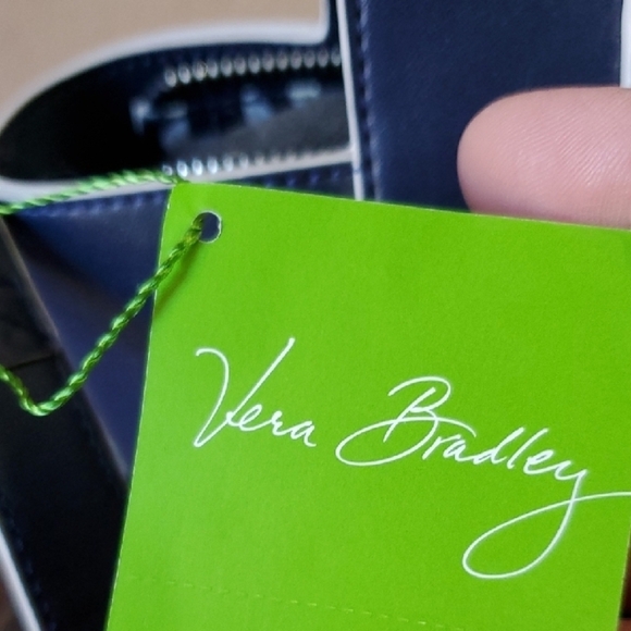 Vera Bradley Blue Satchel with Structured Design and Silver Hardware - Picture 3 of 10